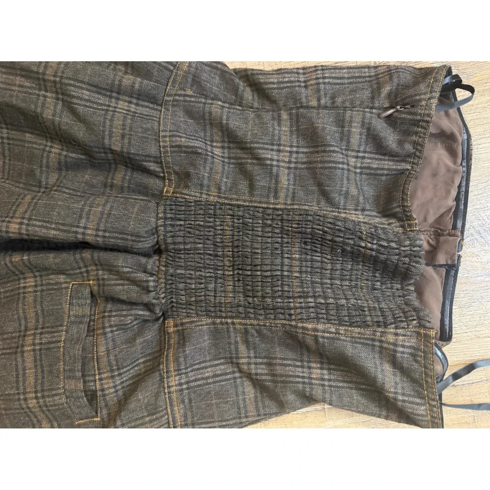 BDG Urban Outfitters Brown Plaid Strapless Wide Leg Jumpsuit Medium Pockets EUC